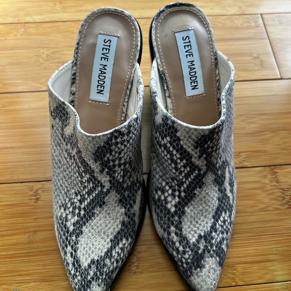 Snake Print Slip On Mules - image 1